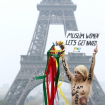 Femen Eiffel Tower One Girl  